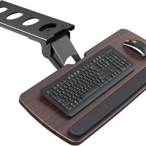 HUANUO Keyboard Tray Under Desk，360 Adjustable Ergonomic Sliding Keyboard & Mouse Tray, 25" W x 9.8" D, Brown