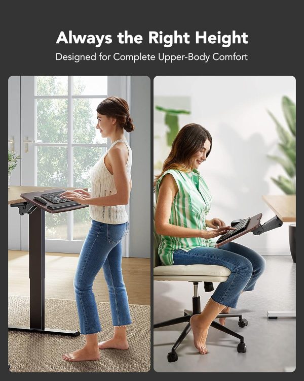 HUANUO Keyboard Tray Under Desk，360 Adjustable Ergonomic Sliding Keyboard & Mouse Tray, 25" W x 9.8" D, Brown - Image 4