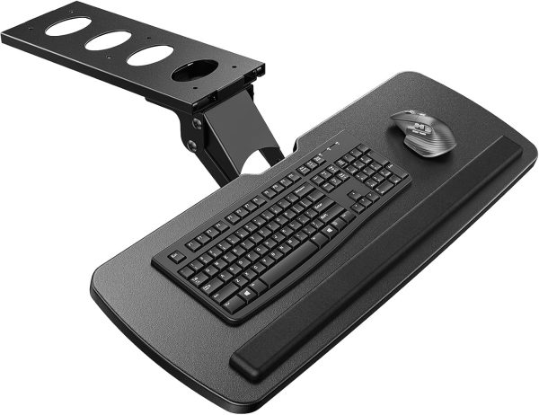 HUANUO Keyboard Tray Under Desk，360 Adjustable Ergonomic Sliding Keyboard & Mouse Tray, 25" W x 9.8" D, Brown - Image 13