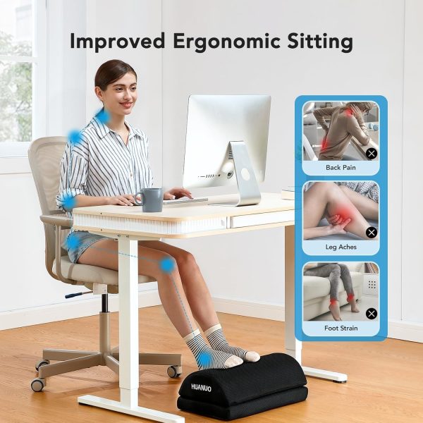 HUANUO Foot Rest for Under Desk at Work, with 2 Optional Covers for Replacing, Double Layer Adjustable Foot Rest for Office, Home, Airplane, Travel - Image 10