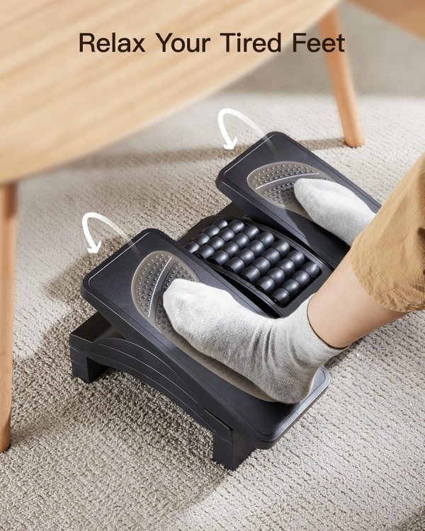HUANUO Foot Rest Under Desk, Adjustable Ergonomic Footrest for Under Desk at Work or Gaming with Massage Texture and Roller, 20 Degree Tilt Angle Adjustment, Foot Stool for Office, Home - Image 6
