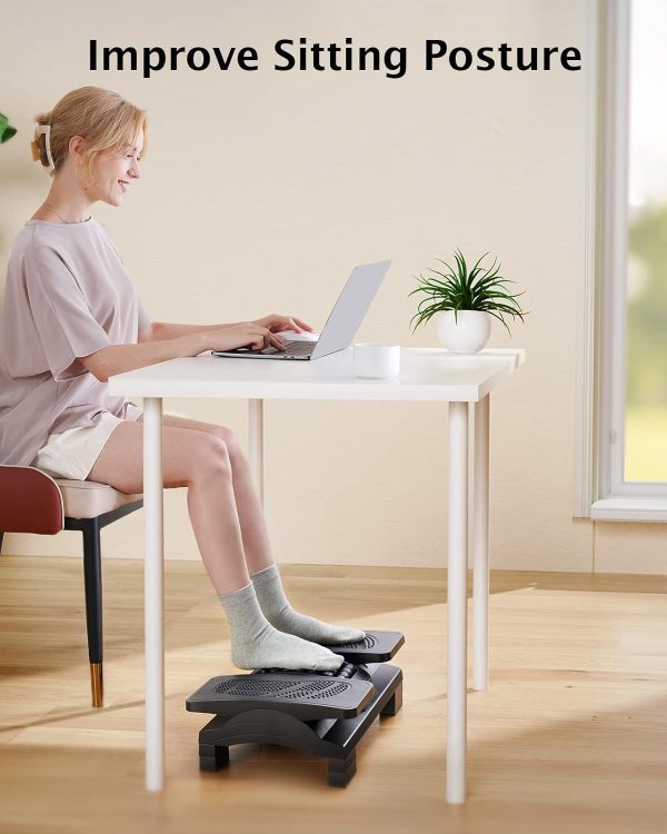 HUANUO Foot Rest Under Desk, Adjustable Ergonomic Footrest for Under Desk at Work or Gaming with Massage Texture and Roller, 20 Degree Tilt Angle Adjustment, Foot Stool for Office, Home - Image 9