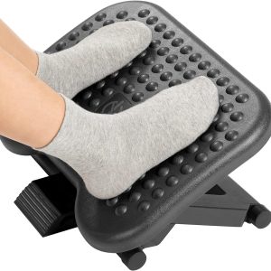 HUANUO Adjustable Desk Footrest, Foot Rest for Under Desk at Work with Massage, Adjustable Foot Stool with 3 Height Position & 30 Degree Tilt Angle Adjustment for Home, Office