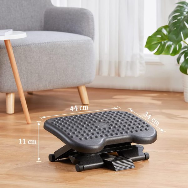 HUANUO Adjustable Desk Footrest, Foot Rest for Under Desk at Work with Massage, Adjustable Foot Stool with 3 Height Position & 30 Degree Tilt Angle Adjustment for Home, Office - Image 3