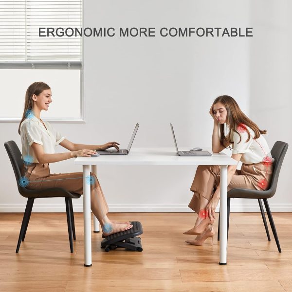 HUANUO Adjustable Desk Footrest, Foot Rest for Under Desk at Work with Massage, Adjustable Foot Stool with 3 Height Position & 30 Degree Tilt Angle Adjustment for Home, Office - Image 5