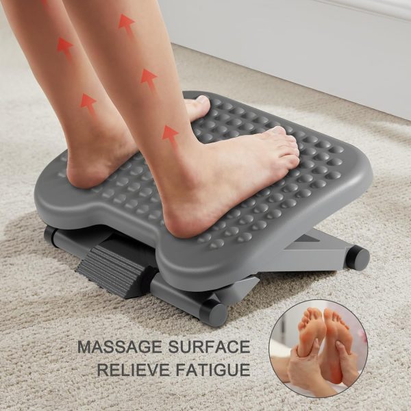 HUANUO Adjustable Desk Footrest, Foot Rest for Under Desk at Work with Massage, Adjustable Foot Stool with 3 Height Position & 30 Degree Tilt Angle Adjustment for Home, Office - Image 12