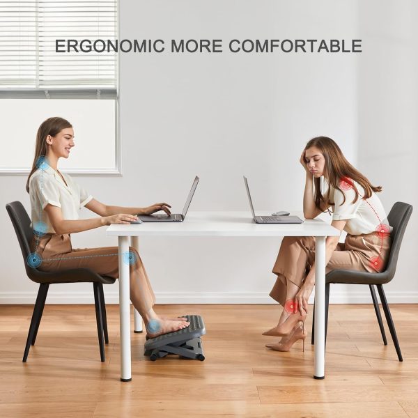 HUANUO Adjustable Desk Footrest, Foot Rest for Under Desk at Work with Massage, Adjustable Foot Stool with 3 Height Position & 30 Degree Tilt Angle Adjustment for Home, Office - Image 13