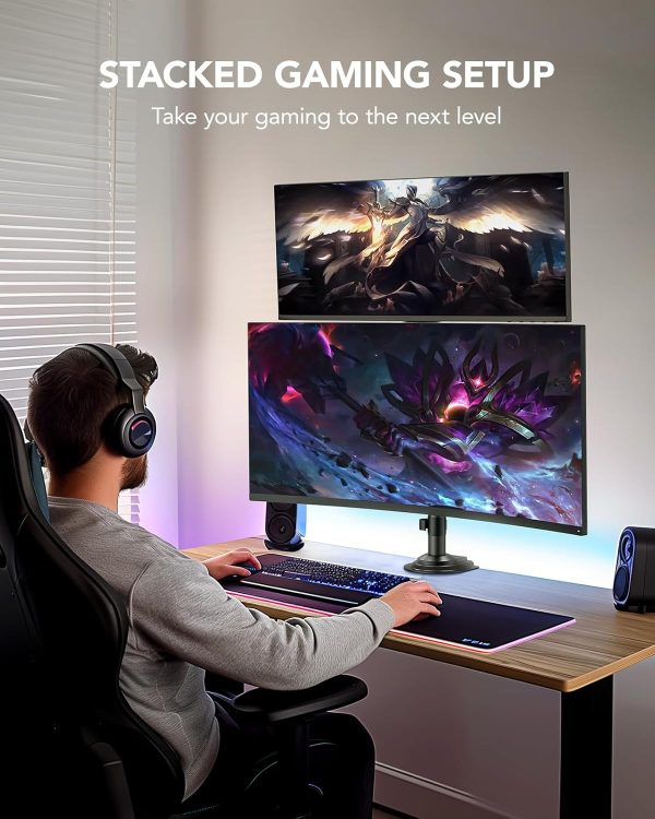 HUANUO 17-32 Inch Dual Monitor Stand, Gas Spring Dual Monitor Mount, Monitor Stand 2 Monitors, Ergonomic Adjustable Tilt/Swivel/Rotate, Weight Max 19.8 lbs, VESA 75/100mm - Image 5