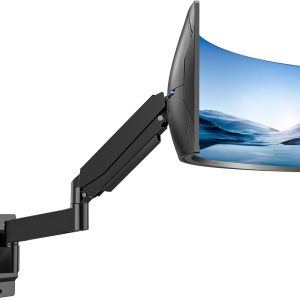 HUANUO 49 inch Ultrawide Monitor Wall Mount, Heavy Duty Screen Arm with Premium Aluminum, Supports up to 44 lbs, Gas Spring Wall Mount Monitor Arm for Height Adjustment, Tilt, Swivel, Rotate