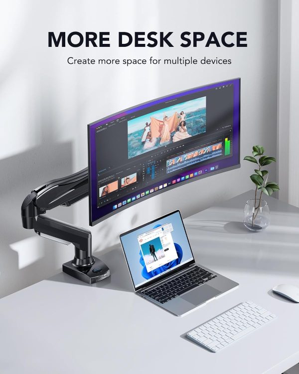 HUANUO Single Monitor Mount, 13 to 32 Inch Gas Monitor Arm, Adjustable Stand, Vesa Mount with Clamp and Grommet Base - Fits 4.4 to 19.8lbs LCD Computer Monitors - Image 5