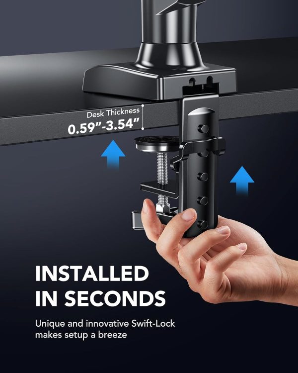 HUANUO Single Monitor Mount, 13 to 32 Inch Gas Monitor Arm, Adjustable Stand, Vesa Mount with Clamp and Grommet Base - Fits 4.4 to 19.8lbs LCD Computer Monitors - Image 6