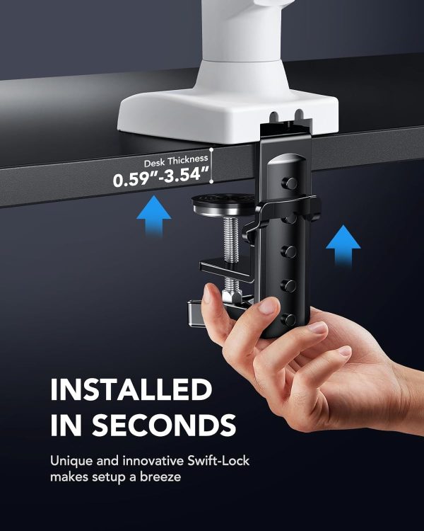HUANUO Single Monitor Mount, 13 to 32 Inch Gas Monitor Arm, Adjustable Stand, Vesa Mount with Clamp and Grommet Base - Fits 4.4 to 19.8lbs LCD Computer Monitors - Image 11