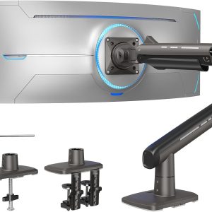 HUANUO Heavy Duty Monitor Arm for Ultrawide Screens up to 49", Holds 40 lbs,Aluminum Ultrawide Screen Desk Mount,Fully Adjustable Single Monitor Mount with C-clamp, Grommet Base, Max VESA 100x100